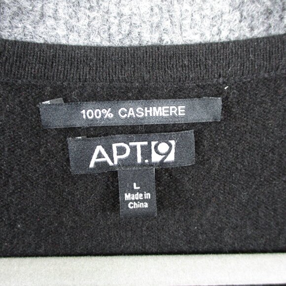 Cashmere Apt 9 Sweater Womens Large Black Gray Argyle Cardigan Lightweight Soft - Picture 3 of 14